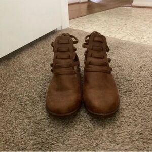 JustFab Women's Brown Suede Ankle Booties